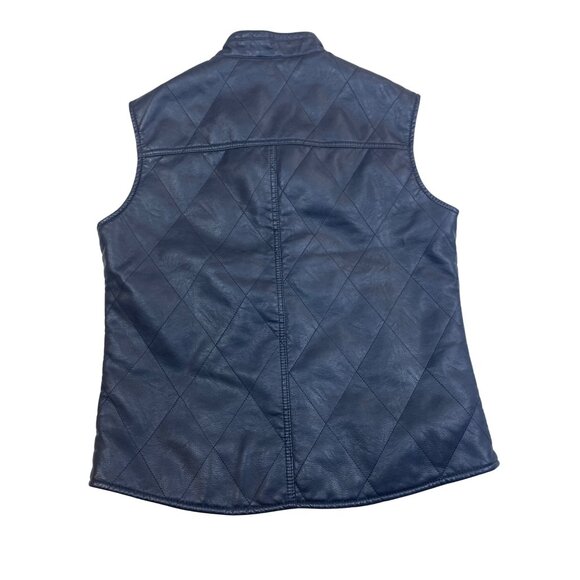Pronto Uomo Mens Black Faux Leather Quilted Vest With Pockets Sz L - New - Picture 2 of 11